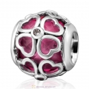Rose Red Rhinestones Clover Shape Charm