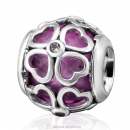 Purple Rhinestones Clover Shape Charm