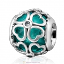 Blue Zircon Rhinestones Clover Shape Charm