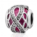 Sparkling Infinite Love Round Charm Rose Red Rhinestones