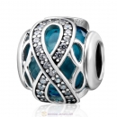 Sparkling Infinite Love Round Charm Lt Blue Rhinestones