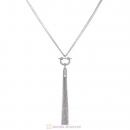 Sterling Silver Tassel Necklace with CZ