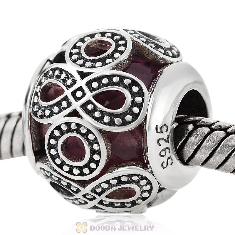 Infinite Love Charm Purple Rhinestones