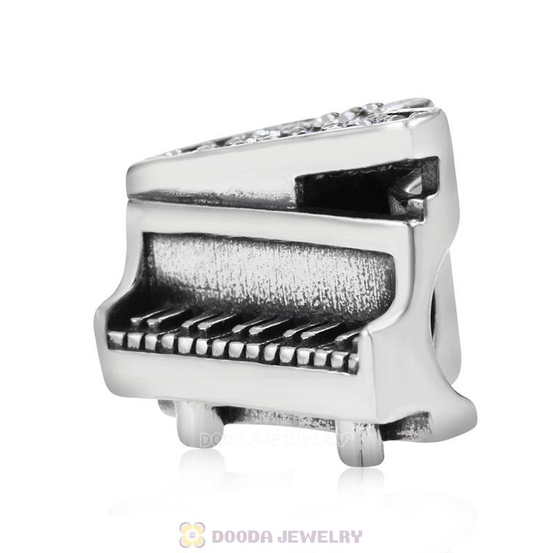 Music Piano Charm with Clear Austrian Crystal
