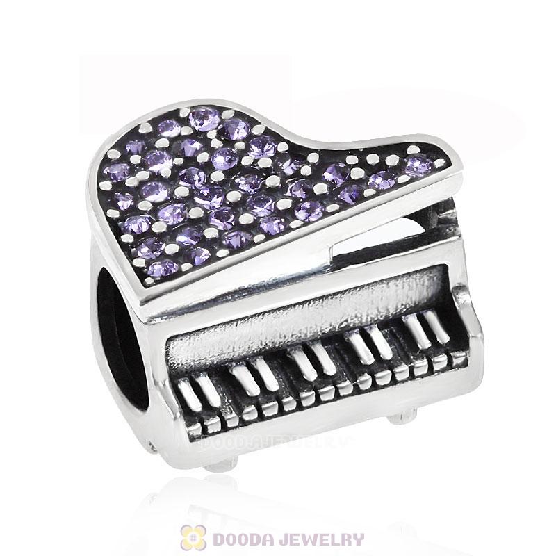 Music Piano Charm with Tanzanite Austrian Crystal