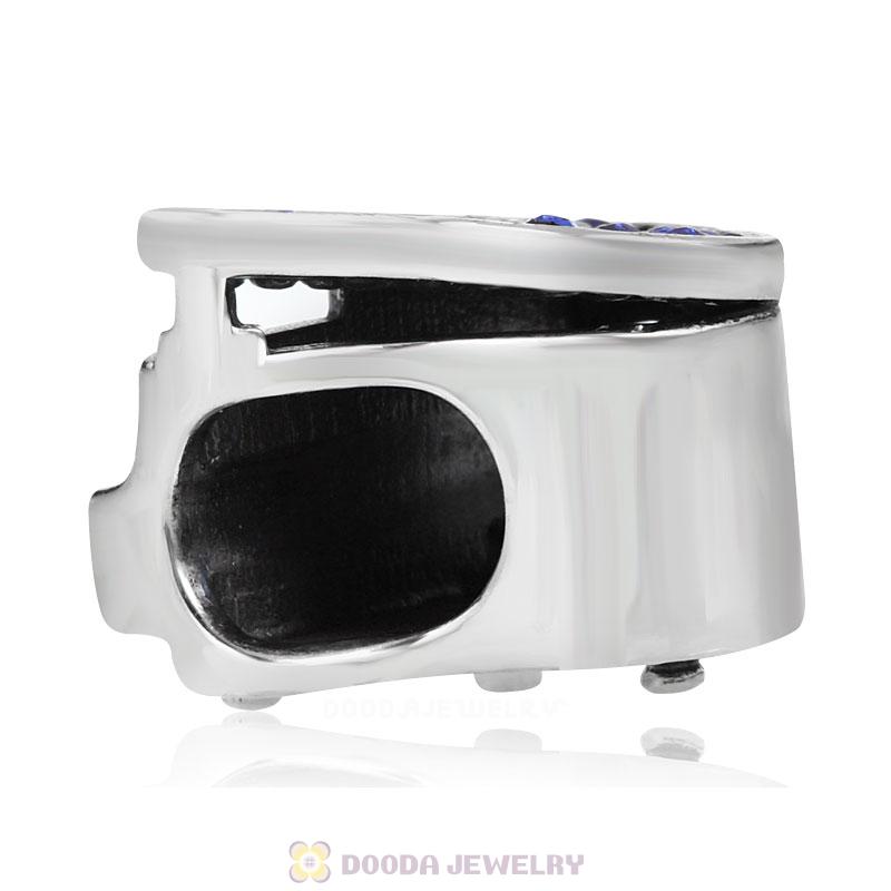 Music Piano Charm with Sapphire Austrian Crystal