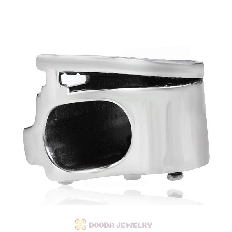 Music Piano Charm with Aquamarine Austrian Crystal