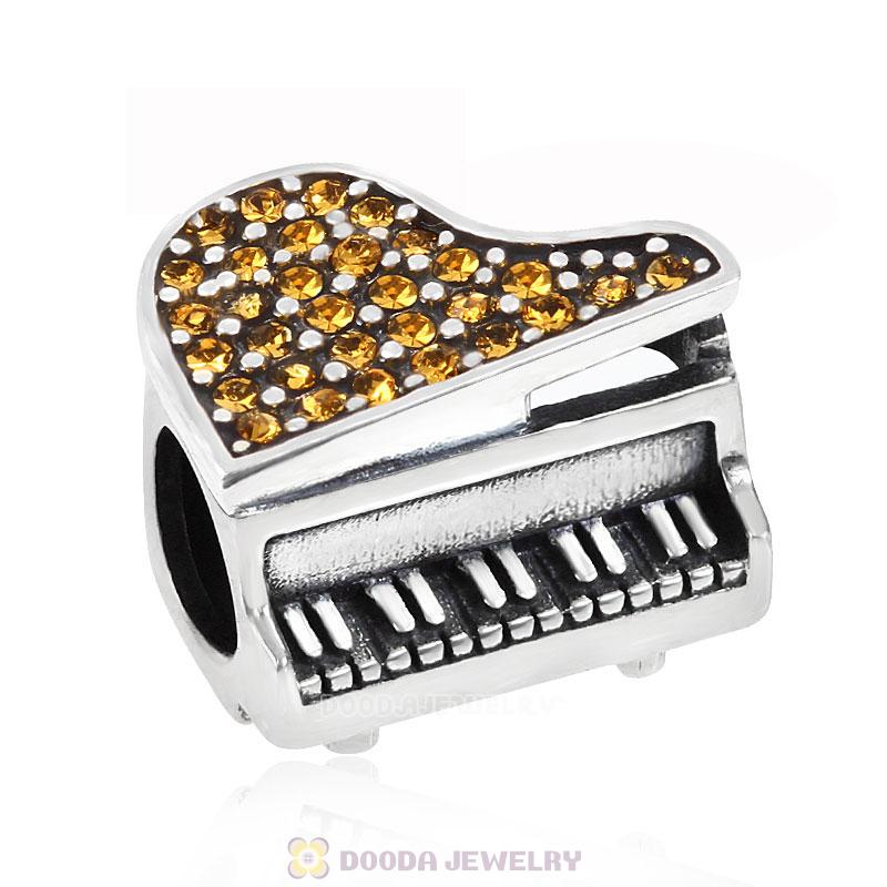 Music Piano Charm with Topaz Austrian Crystal