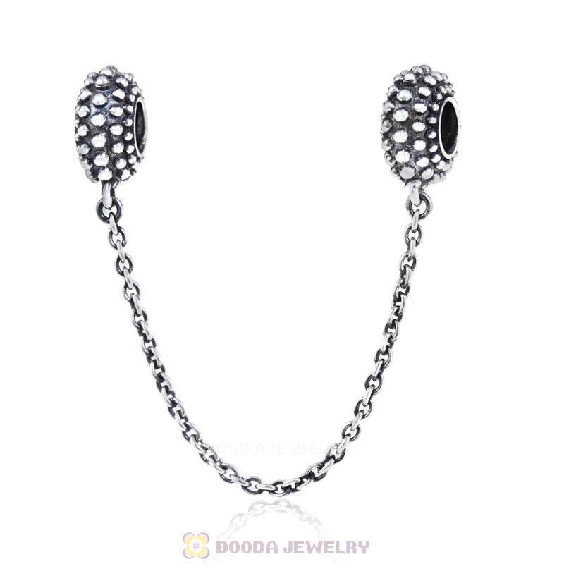 925 Sterling Silver Dots Style Safety Chain with Screw