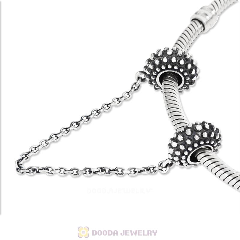 925 Sterling Silver Dots Style Safety Chain with Screw