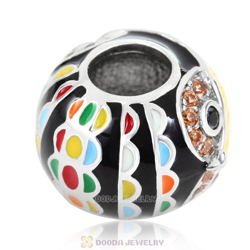 Animal Owl Charm with Champagne CZ