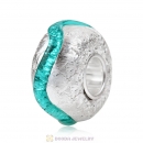 925 Silver Foil European Style Glass Beads with 925 sterling silver single core