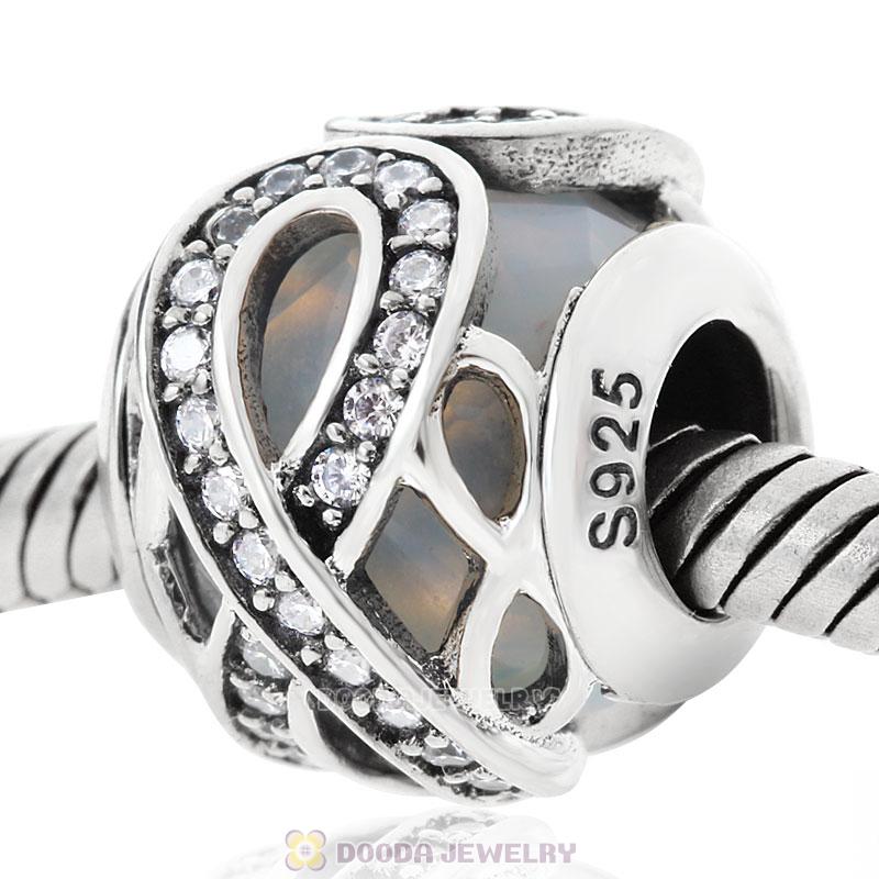 Infinite Love Charm White Rhinestones and Clear CZ
