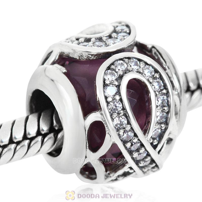 Sparkling Infinite Love Round Charm Purple Rhinestones