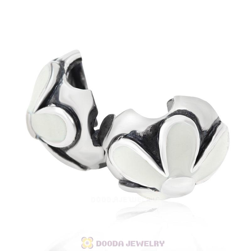 925 Sterling Silver European Darling Daisies White Enamel Clip Beads 