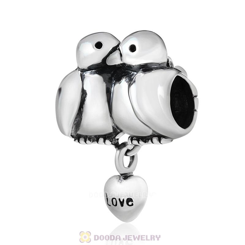 European S925 Sterling Silver Love Birds Charm Beads Wholesale