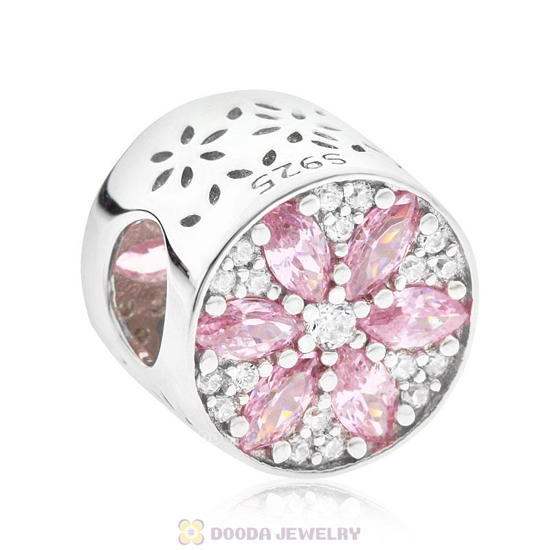 Pink Cubic Zirconia Snowflake Charm