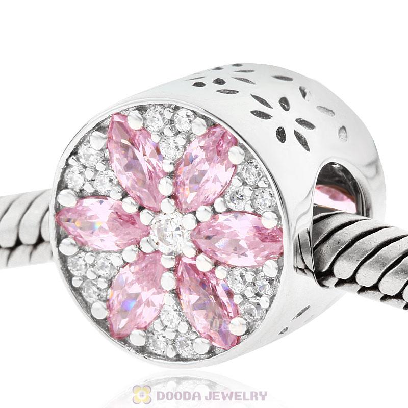 Pink Cubic Zirconia Snowflake Charm