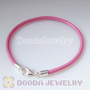 26cm Single Slippy Pink Leather Bracelet with Sterling Lobster Clasp