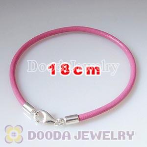 18cm Single Slippy Pink Leather Bracelet with Sterling Lobster Clasp