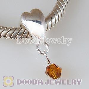 925 Sterling Silver Heart Charms Dangle Stone