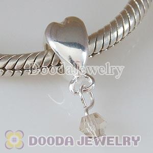 925 Sterling Silver Heart Charms Dangle Stone