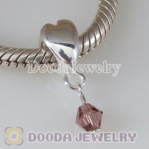 925 Sterling Silver Heart Charms Dangle Stone