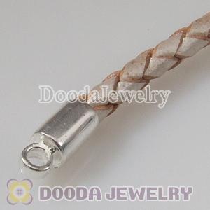 44cm European Style Champagne Braided Leather Necklace Chain with Lobster Clasp