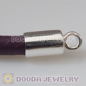 44cm European Slippy Purple Leather Necklace with Sterling Lobster Clasp