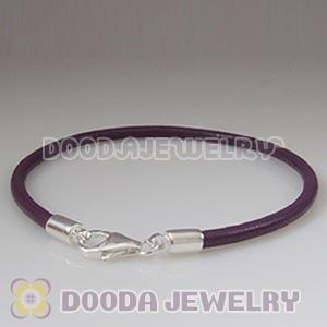 26cm Single Slippy Purple Leather Bracelet with Sterling Lobster Clasp