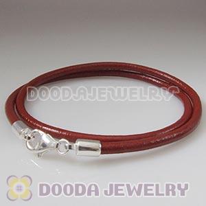 44cm Slippy Red Leather Necklace with Sterling Lobster Clasp