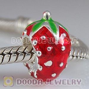 925 Sterling Silver European Style Enamel Strawberry Charms