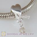 925 Sterling Silver Heart Charms Dangle Stone
