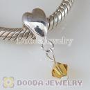 925 Sterling Silver Heart Charms Dangle Stone