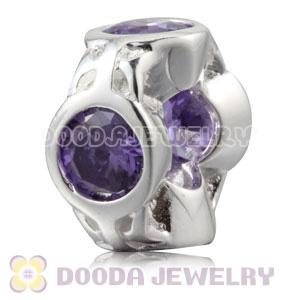 Authentic Sterling Silver Spacer Beads With Purple Stones