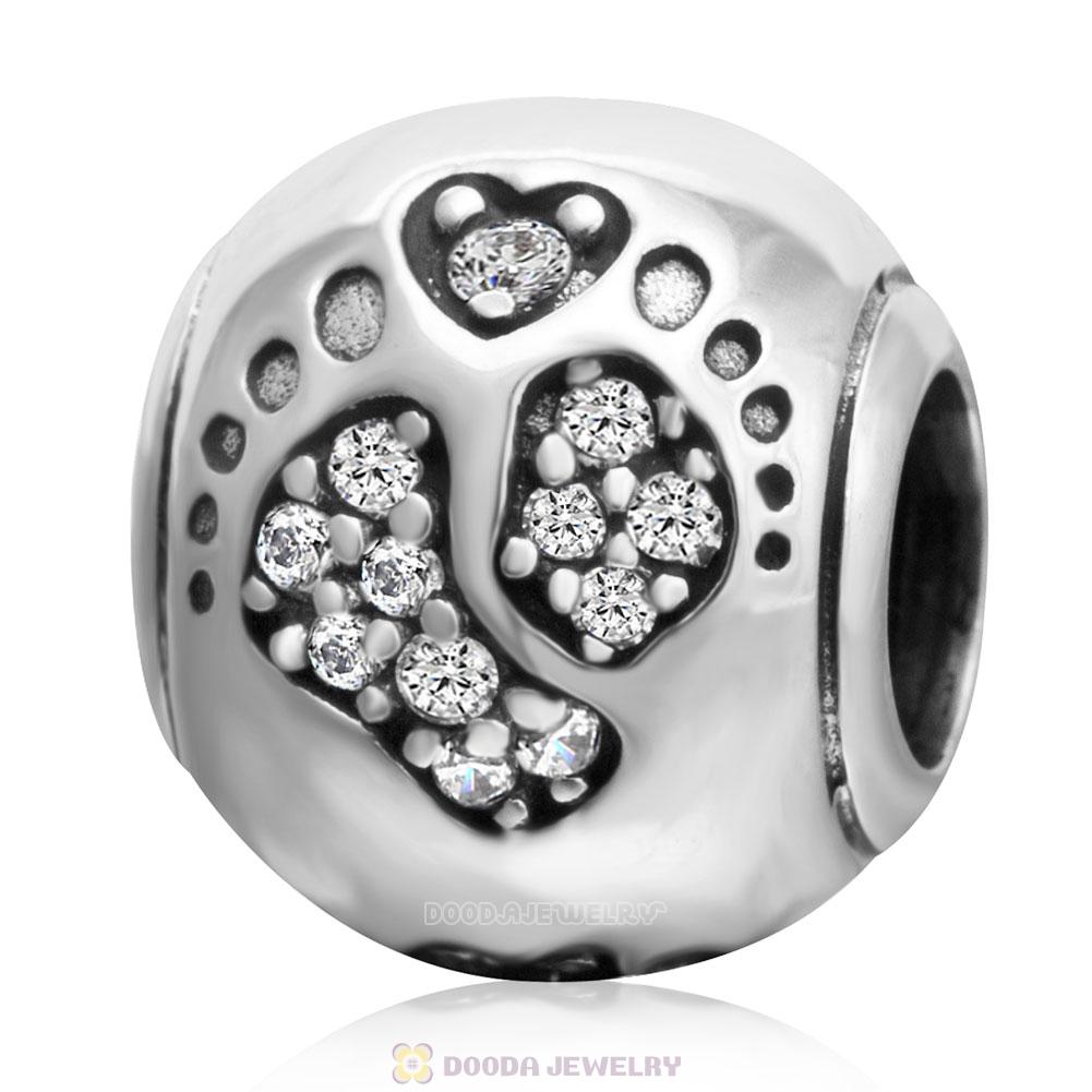 Love Baby Footprint Charm with CZ