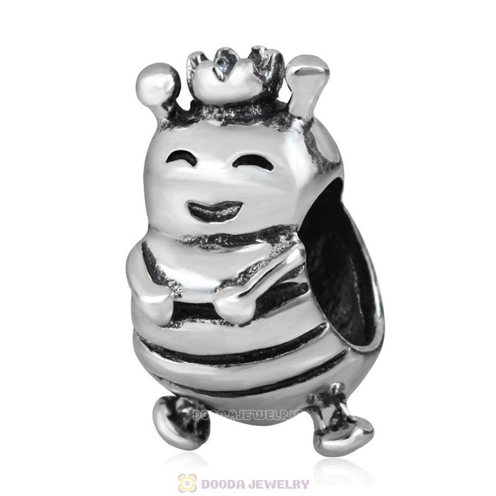 925 Sterling Silver Queen Bee Bead with Crown European Compatible