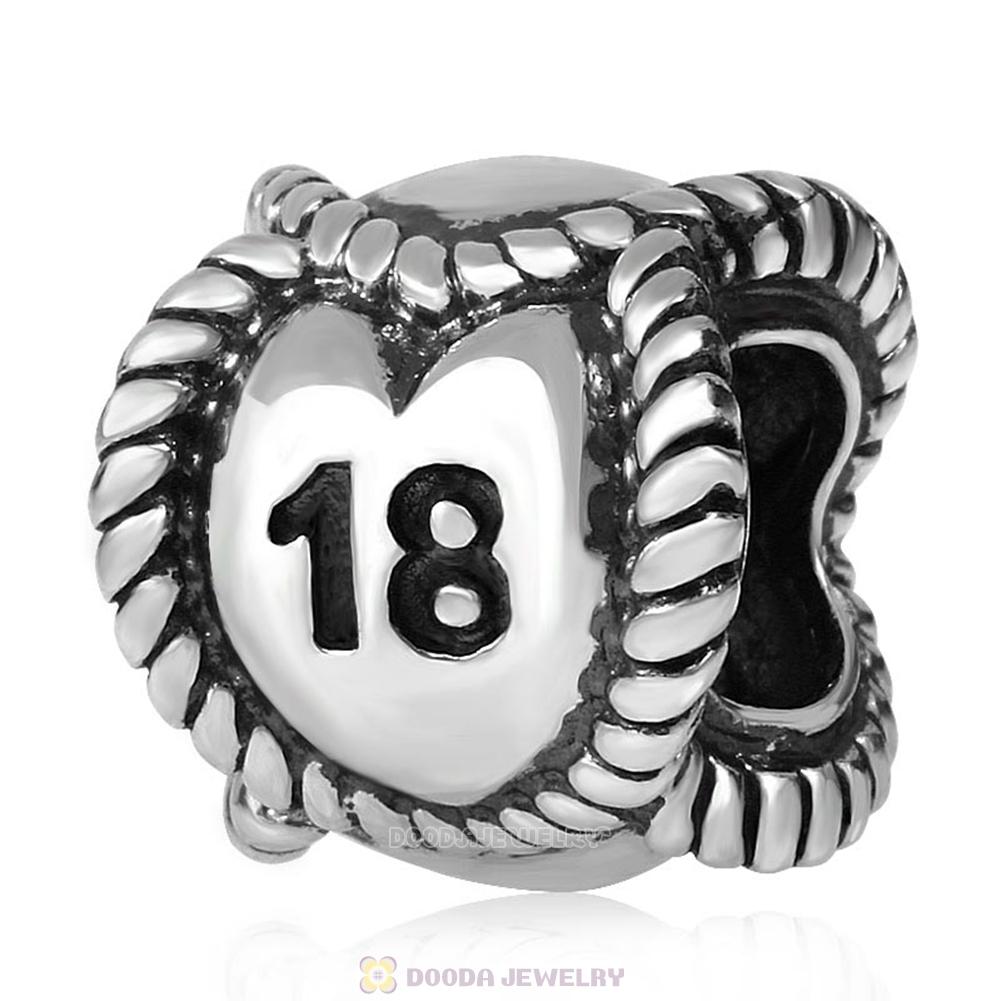 European Sterling Silver Message Bead Birthday Milestones 18 Charm Wholesale