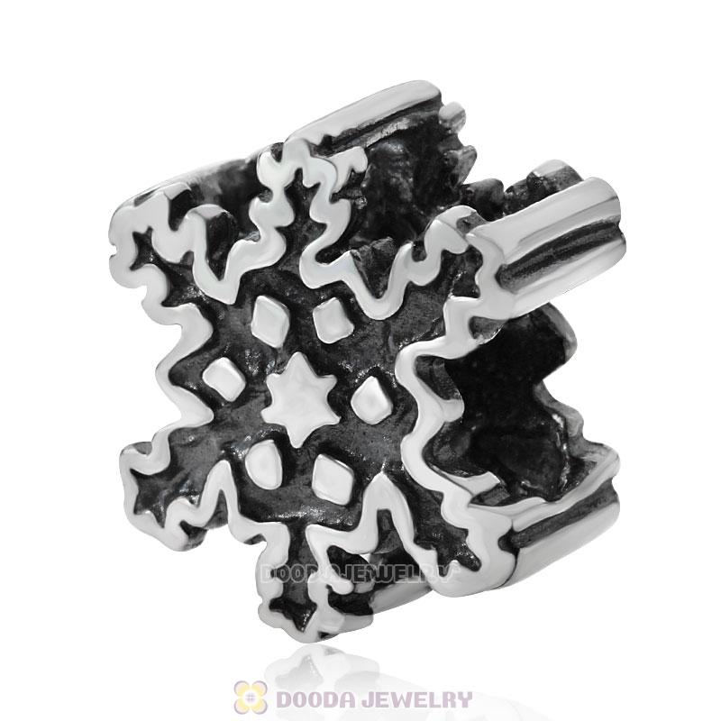 European Style Antique Christmas Snowflake Charm Beads
