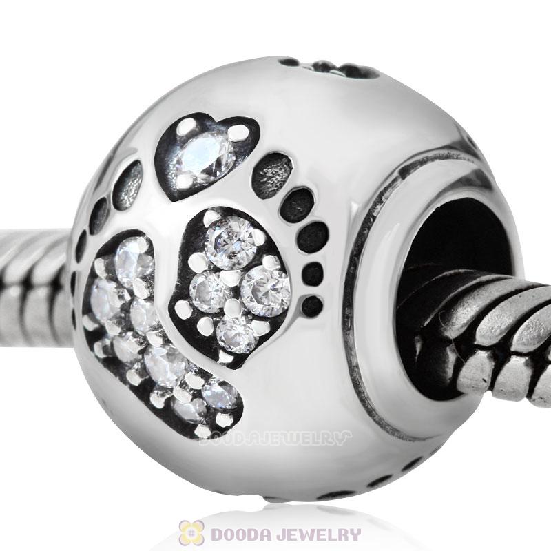 Love Baby Footprint Charm with CZ