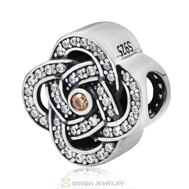 925 Sterling Silver Entwined Charm Bead with Stones