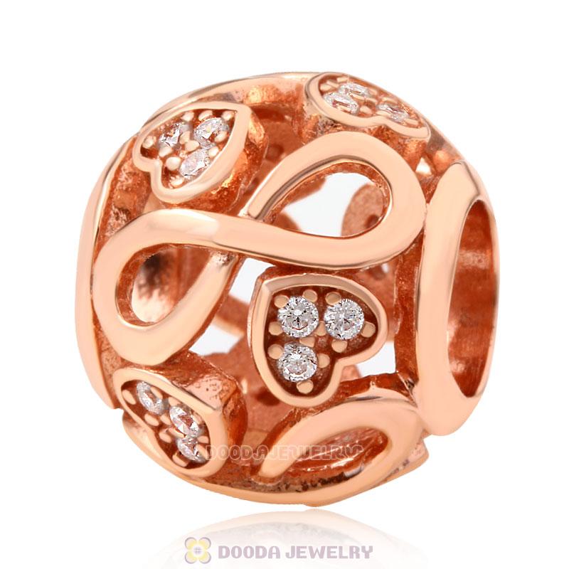 Rose Gold Infinite Love Charm with White Zircon