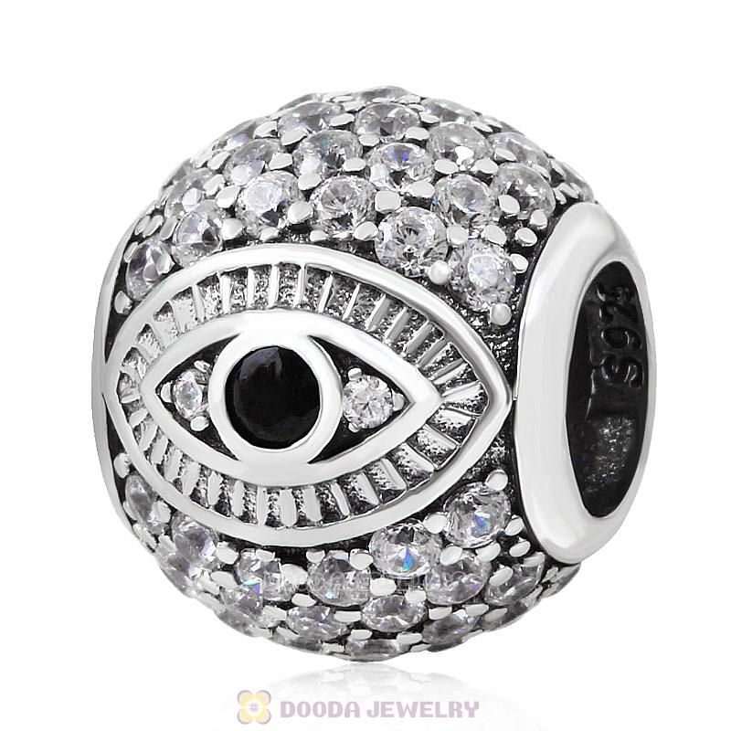 Eye of Horus Charm 925 Sterling Silver with Pave Zircon