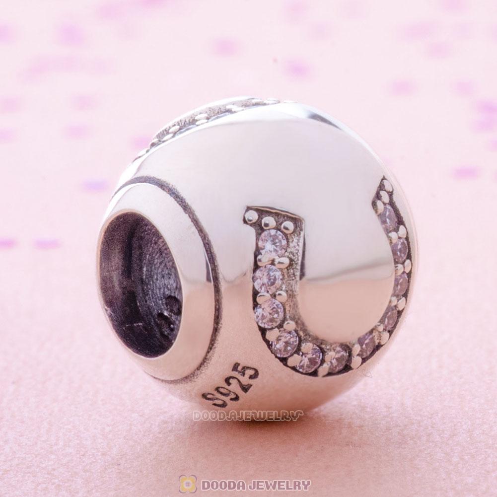 European Beads with Horseshoe CZ 925 Sterling Silver 