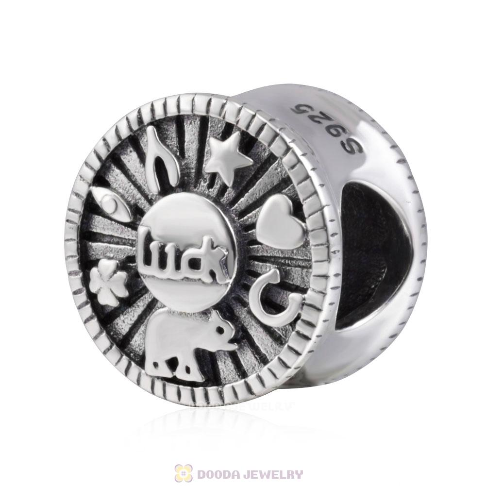 Luck Symbol Charms Beads 925 Sterling Silver 