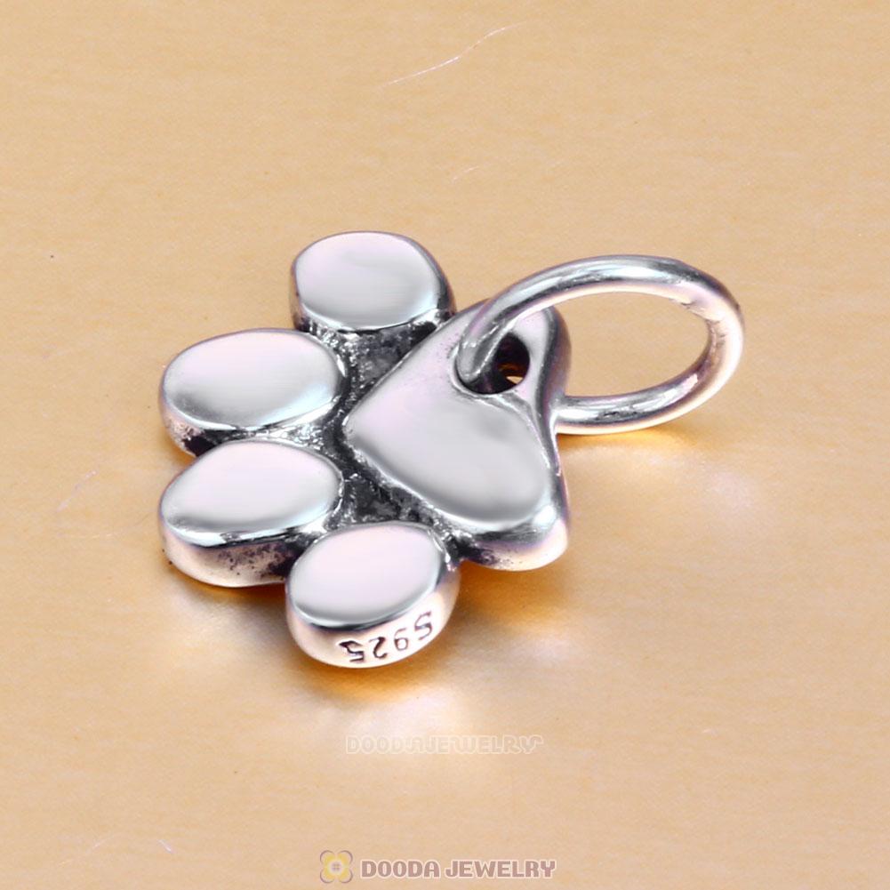 Animal Paw Print Charm 925 Sterling Silver Large Hole Beads