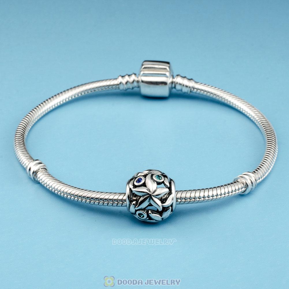 Seaweed Starfish Charm 925 Sterling Silver with CZ