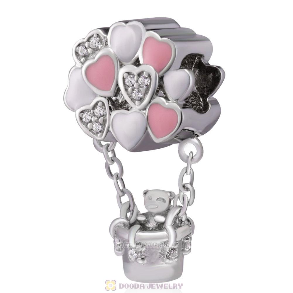 Bear Love Hot Air Balloon Charms 925 Sterling Silver
