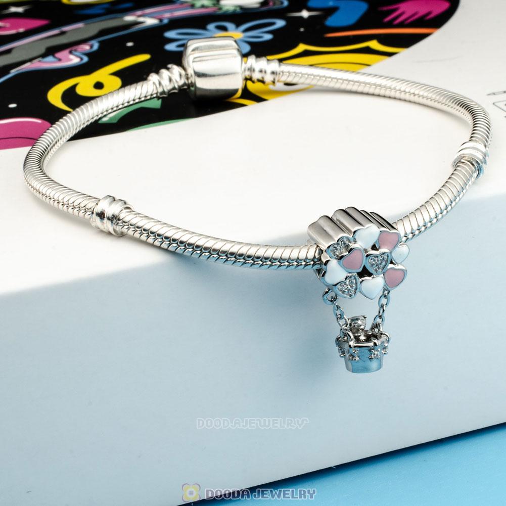 Bear Love Hot Air Balloon Charms 925 Sterling Silver