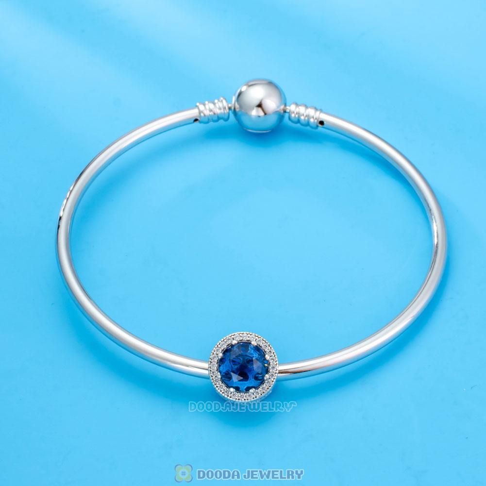 Midnight Blue Radiant Hearts Charm 925 Sterling Silver